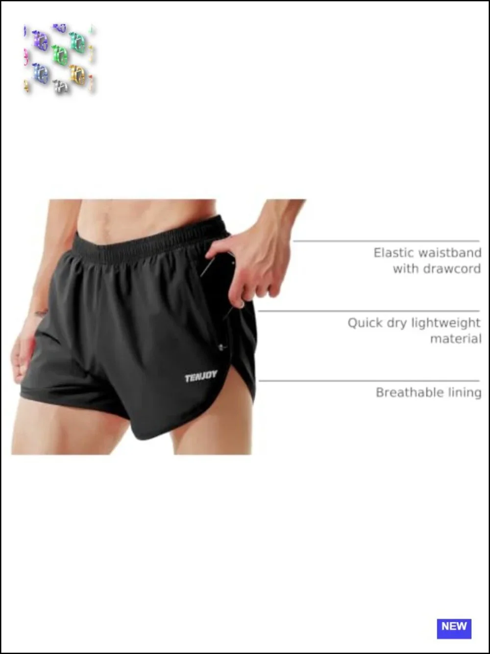 Men's Running Shorts 3 inch with Zipper Pockets Athletic Gym Workout